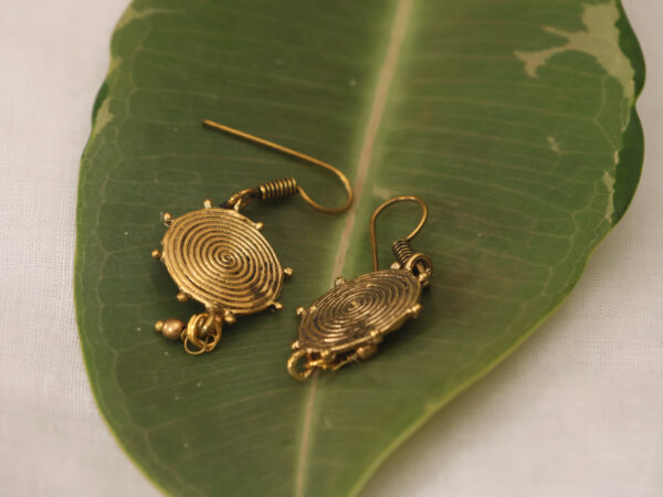 Dokra Spiral Designed Disc Shaped Ear Ring